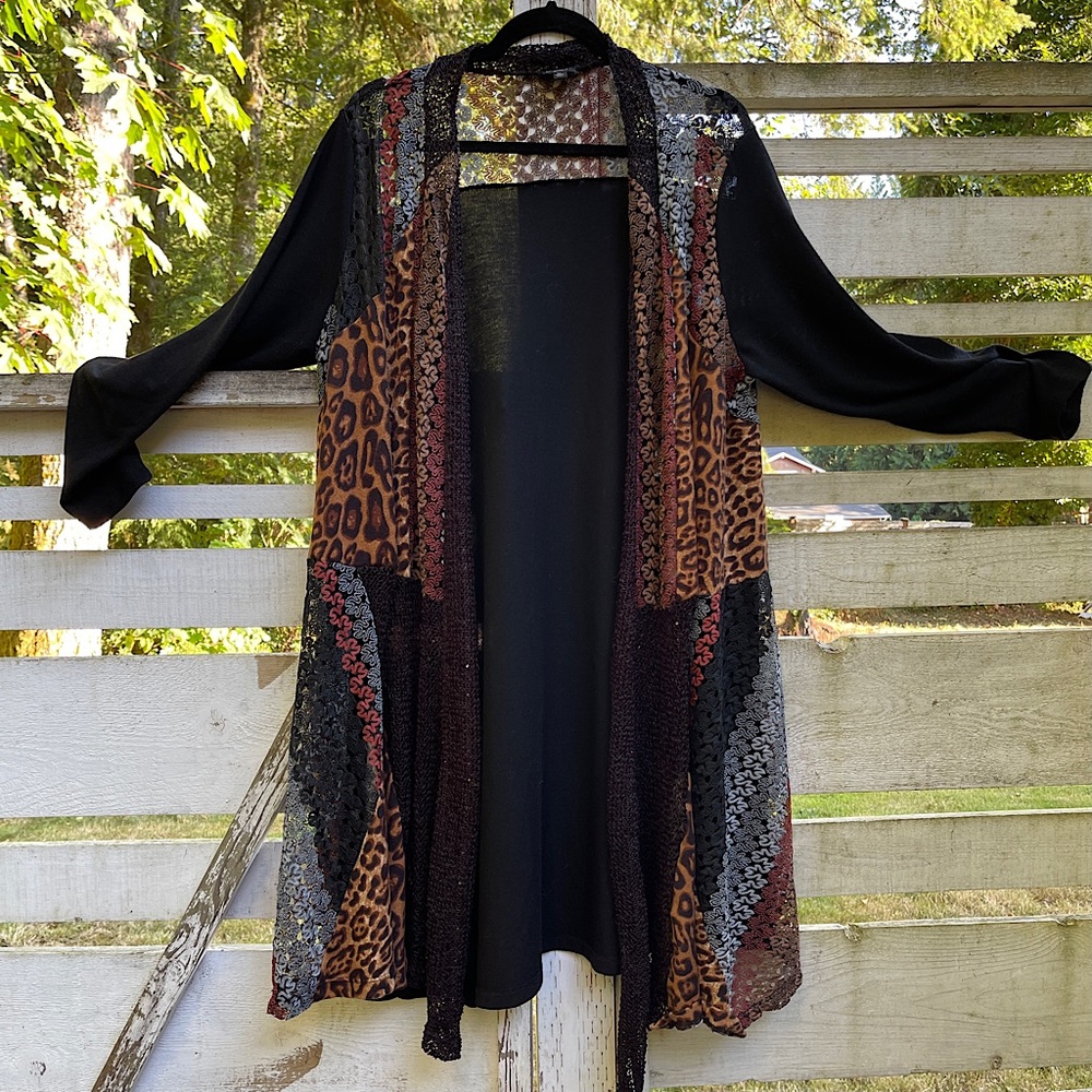 Fall Color block crochet duster